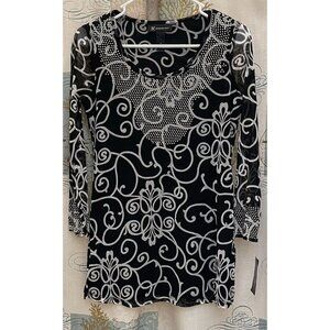 I.N.C Blush Garden Rhinestone Black White Business Macys Pullover Business Sm